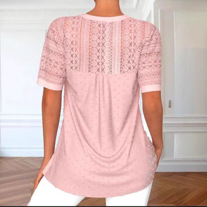 Liora Lace Accent Cotton Blouse