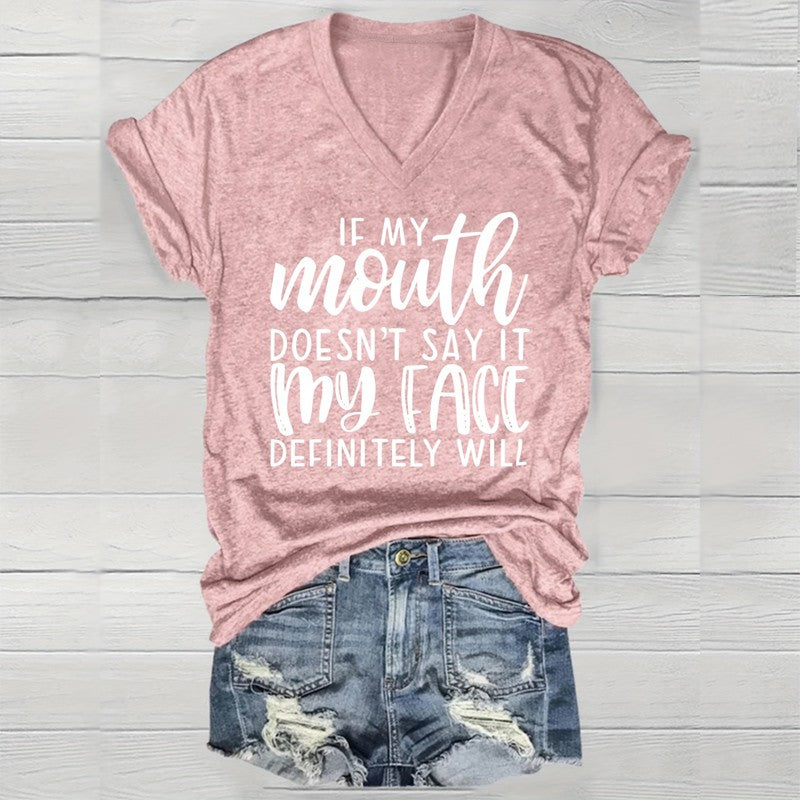 Caelis Text Print V-Neck Tee