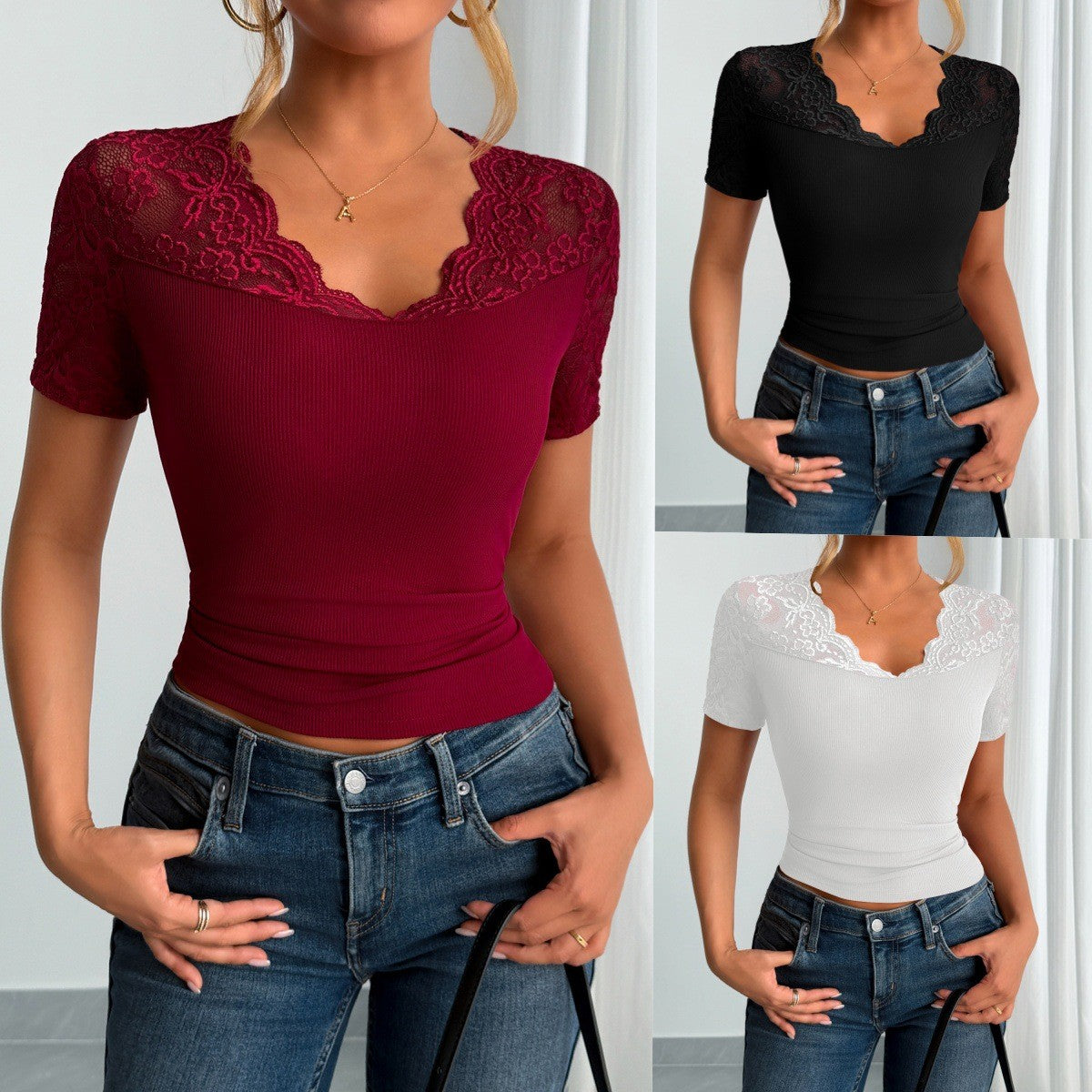 Elyra Lace Trim Blouse