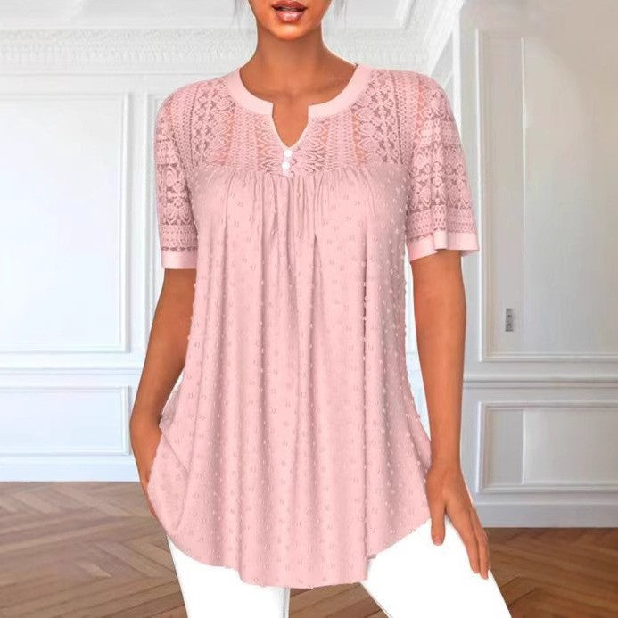 Liora Lace Accent Cotton Blouse